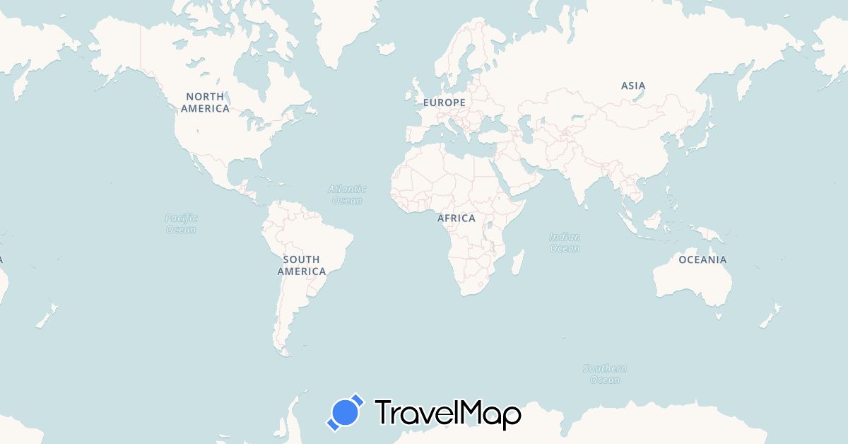 TravelMap itinerary: driving, bus, plane, train in Canada, Denmark, Spain, Italy, Portugal, United States, Vatican City (Europe, North America)